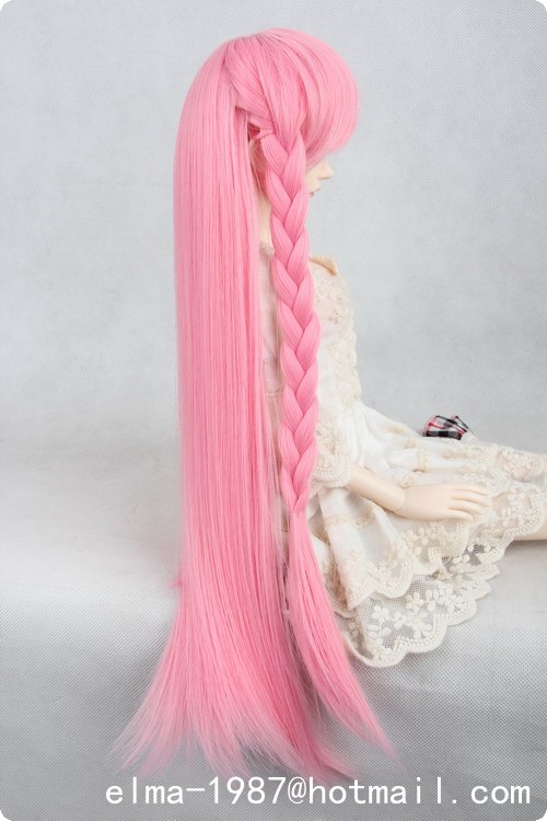 pink long braids wig for bjd-04.jpg